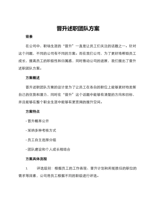 晋升述职团队方案