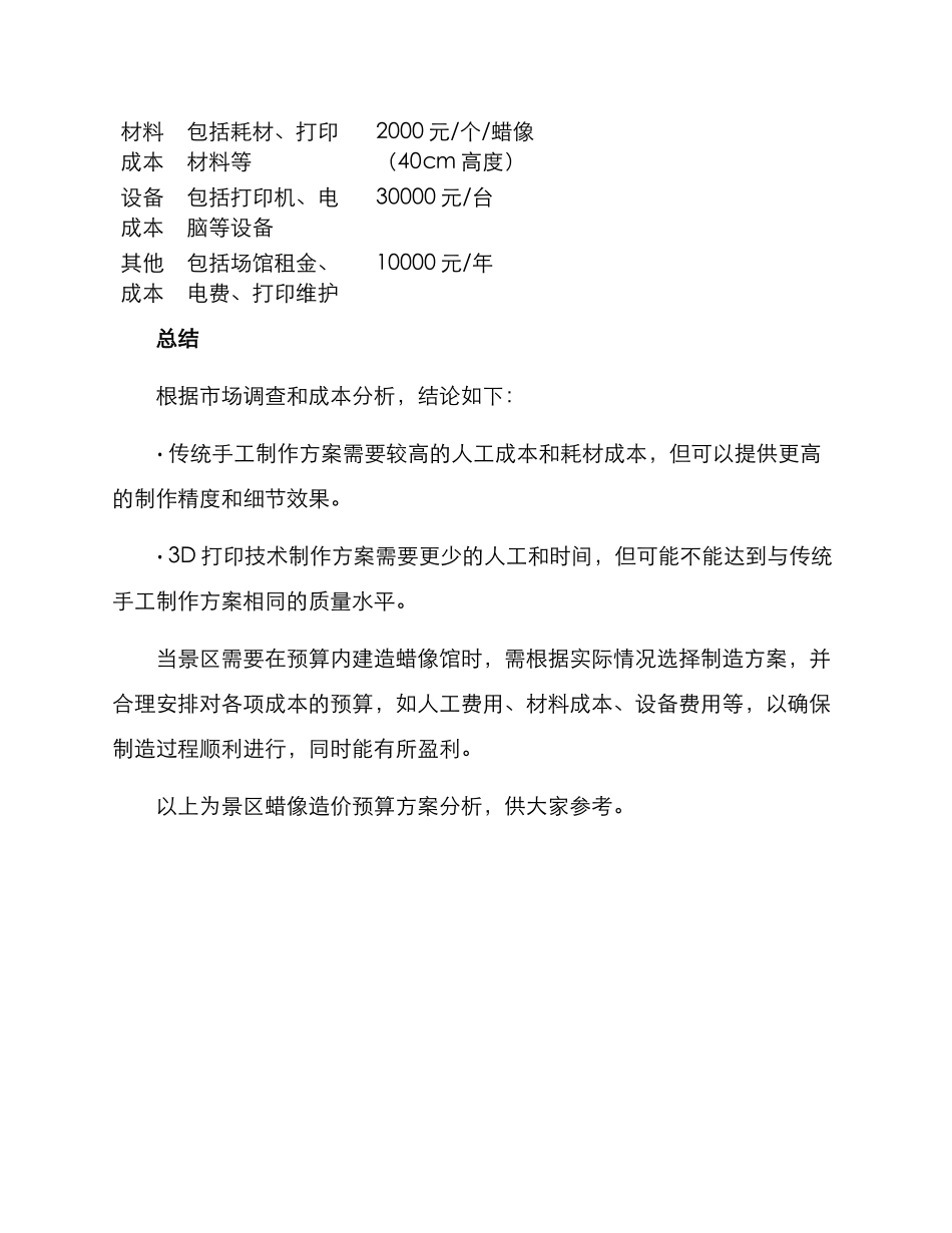 景区蜡像造价预算方案_第3页