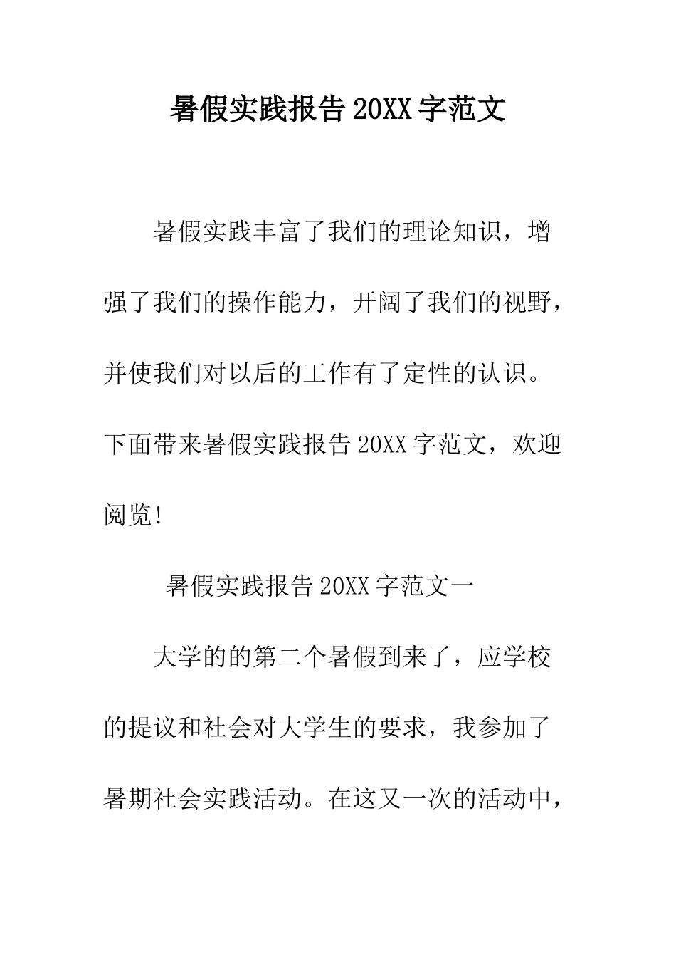 暑假实践报告2025字范文--精编范文_第1页