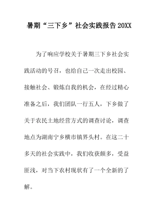暑期“三下乡”社会实践报告2025--精编范文