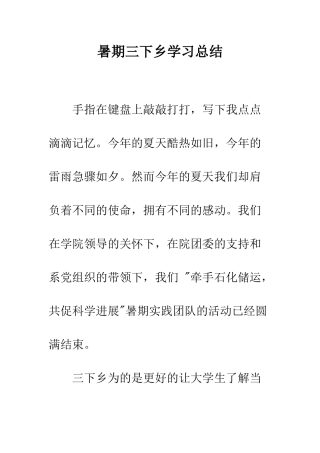暑期三下乡学习总结--精编范文
