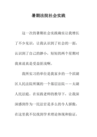 暑期法院社会实践--精编范文
