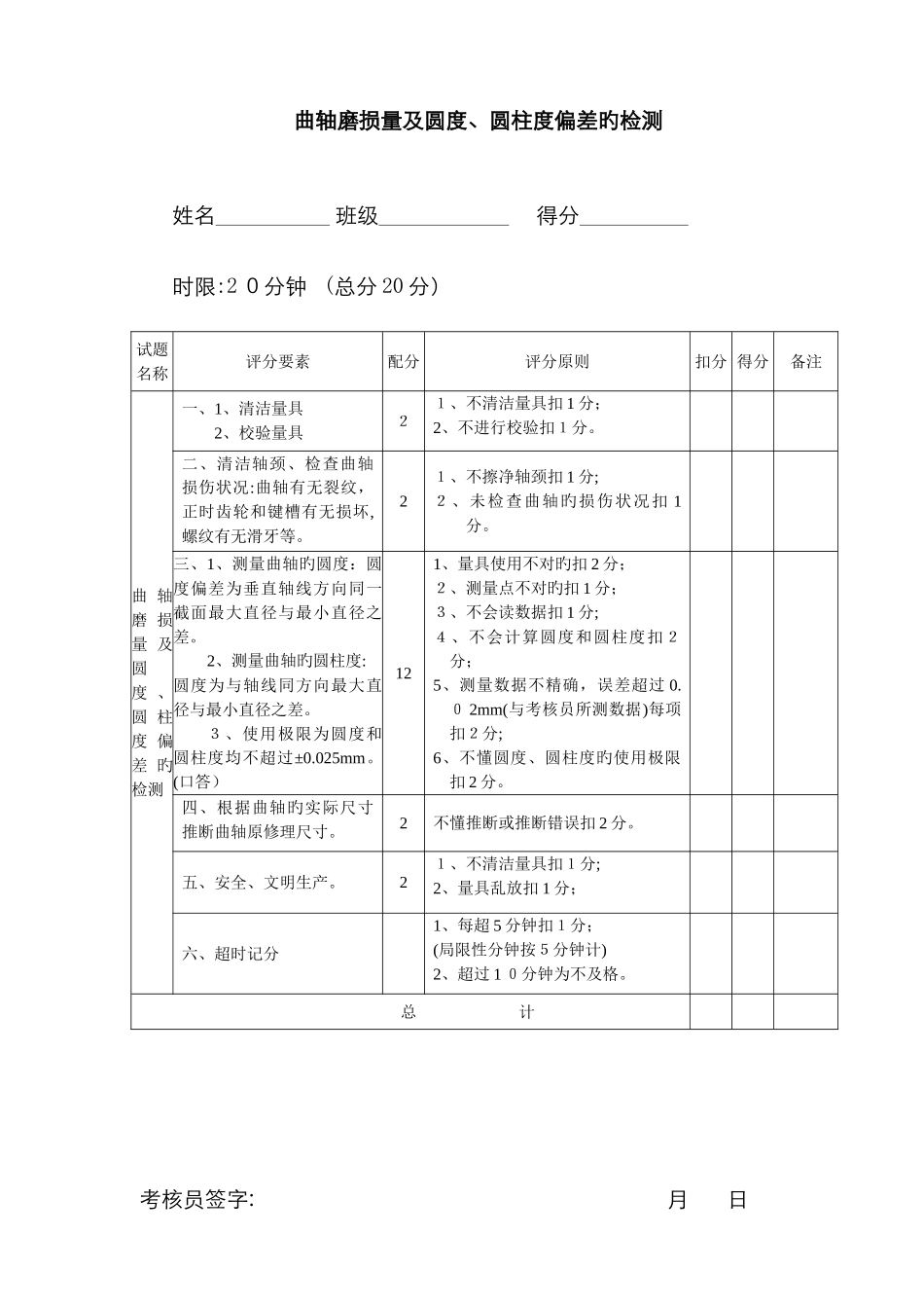 曲轴磨损量及圆度、圆柱度偏差的检测_第1页