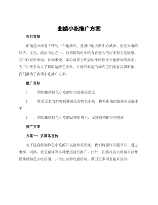 曲靖小吃推广方案
