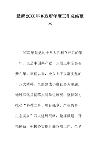 最新2025年乡政府年度工作总结范本---精选范文