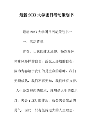 最新2025大学团日活动策划书--精选范文