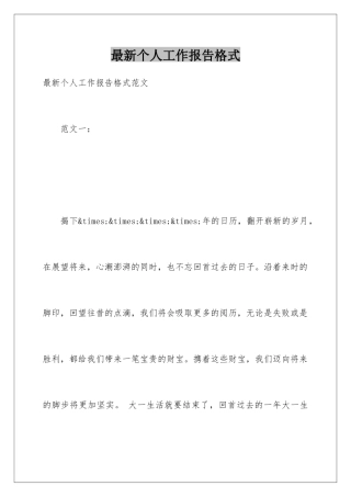 最新个人工作报告格式
