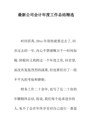 最新公司会计年度工作总结精选--精选范文