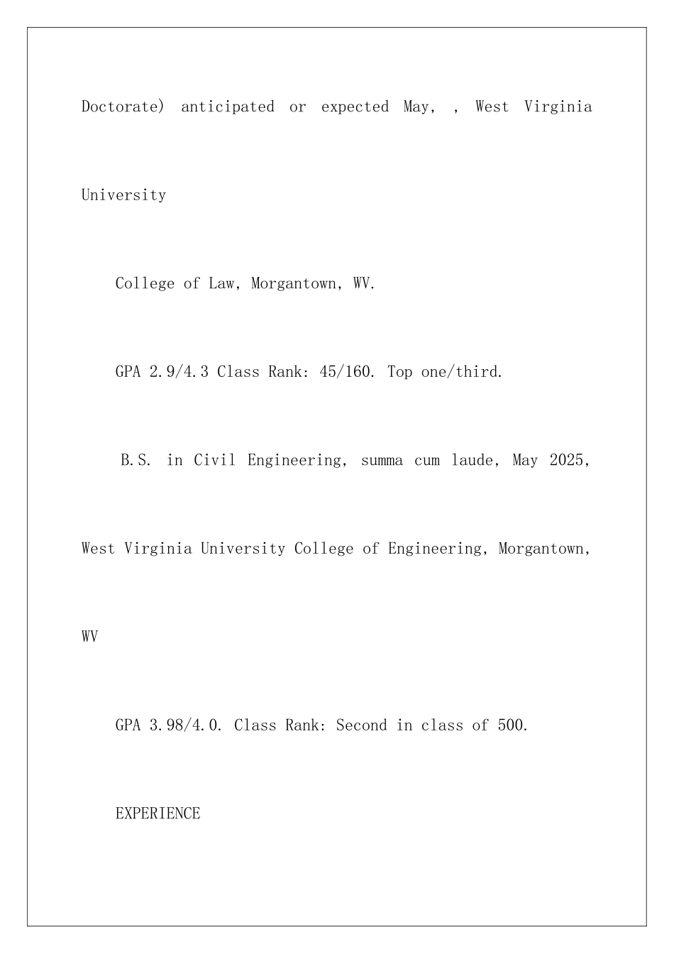 最新原创的应届生英文简历_第2页