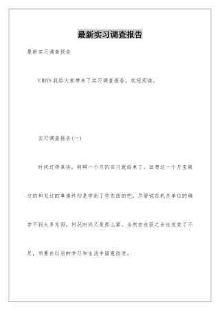 最新实习调查报告