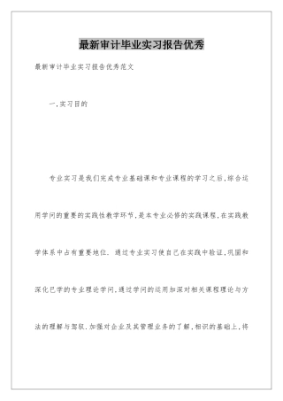 最新审计毕业实习报告优秀