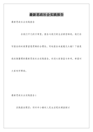 最新思政社会实践报告