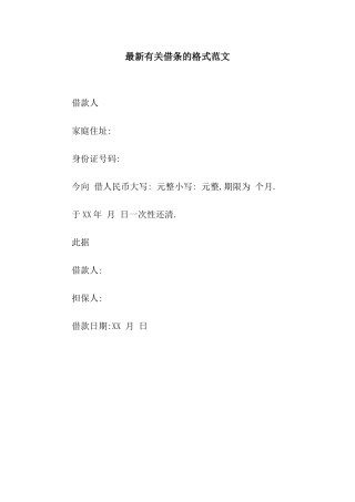 最新有关借条的格式范文
