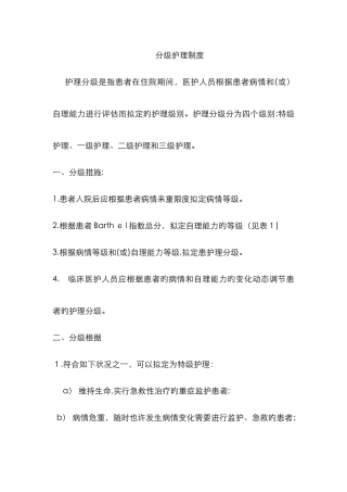 最新版护理分级