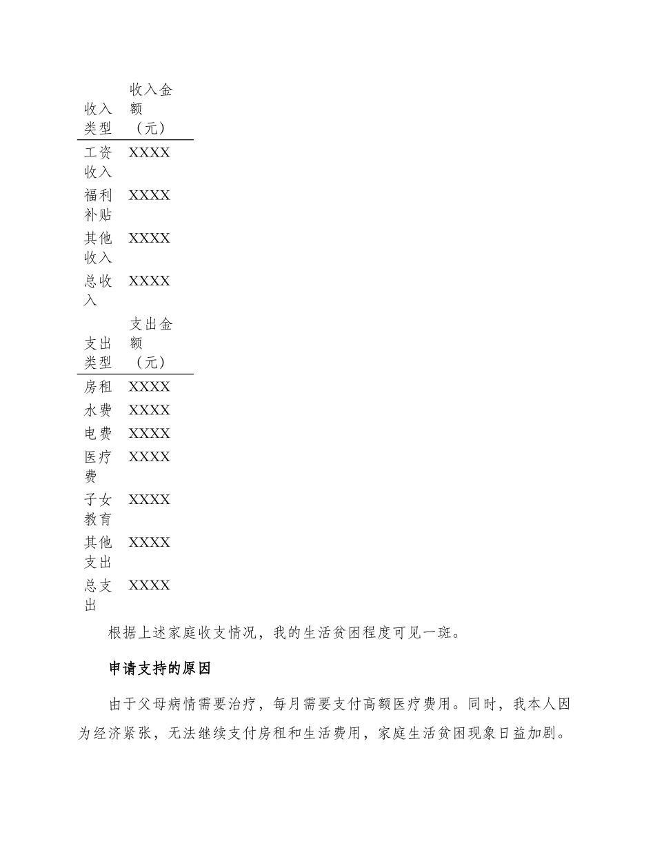 最新生活贫困补助申请书_第2页