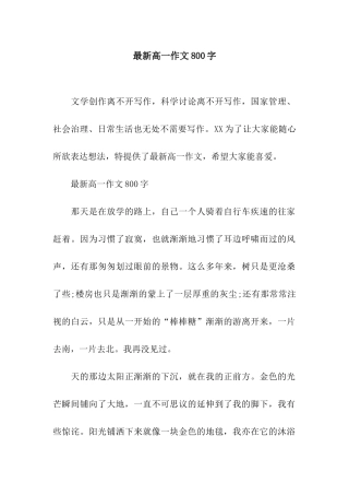 最新高一作文800字