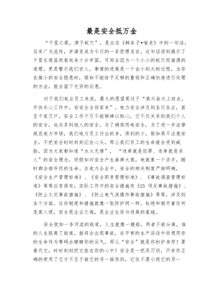 最是安全抵万金