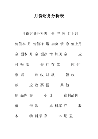 月份财务分析表--精编范文
