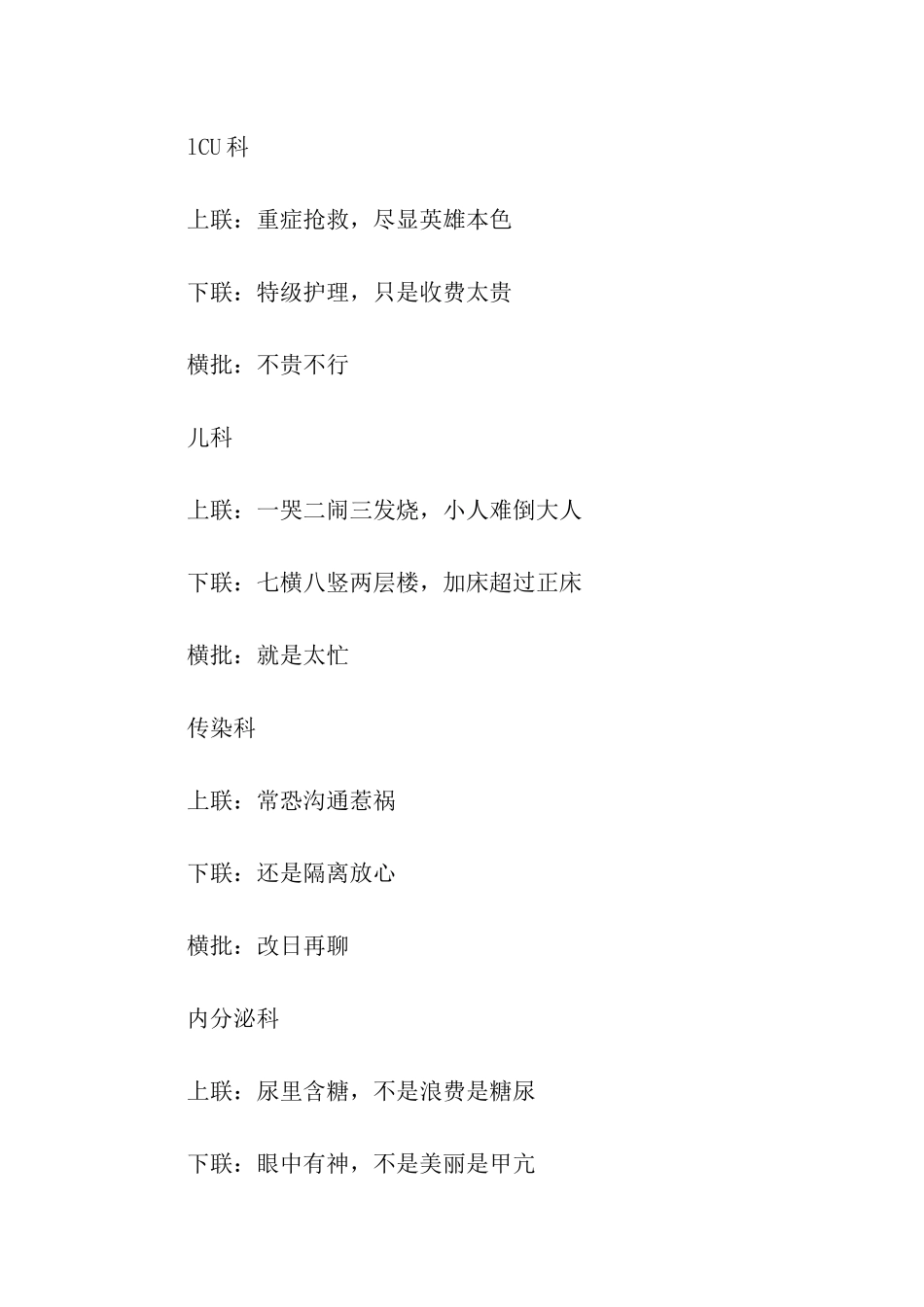 有意思的医院各科对联_第2页