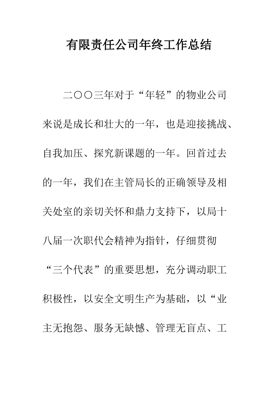 有限责任公司年终工作总结--精编范文_第1页