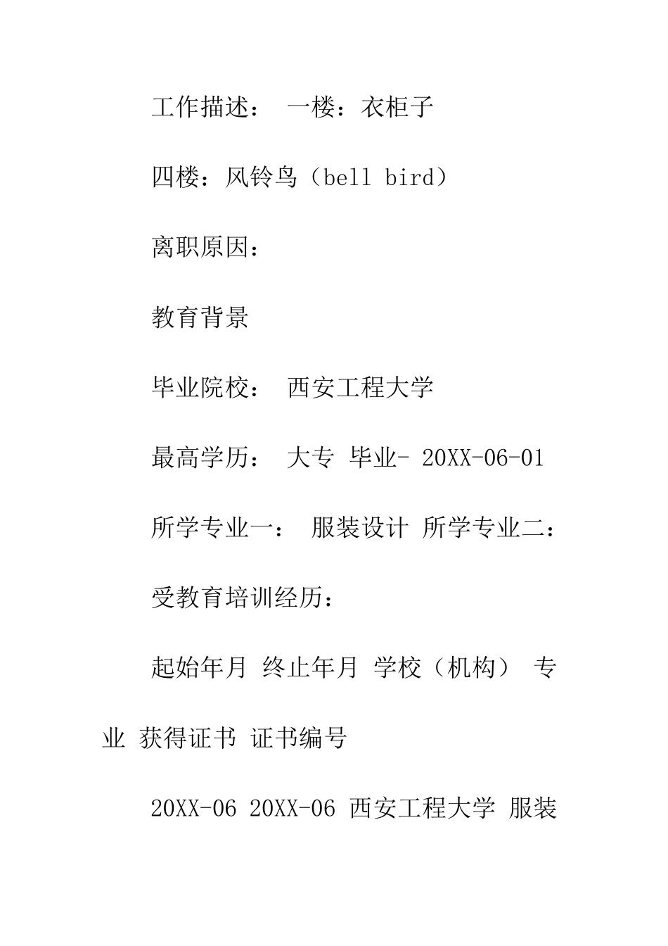 服装设计人员个人简历范文--精编范文_第3页