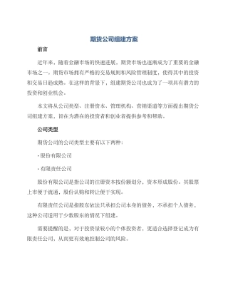 期货公司组建方案