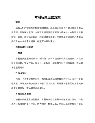 木制玩具运营方案