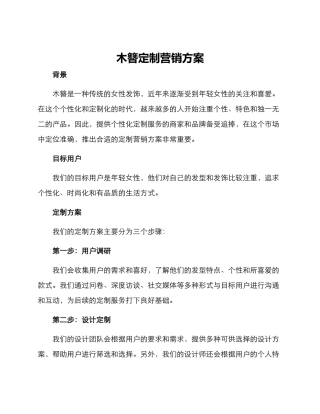 木簪定制营销方案