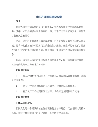 木门产业团队建设方案