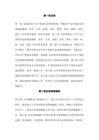 XX公司安全生产事故应急预案管理制度
