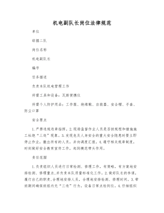 机电副队长岗位规范