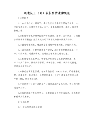 机电队正队长岗位规范