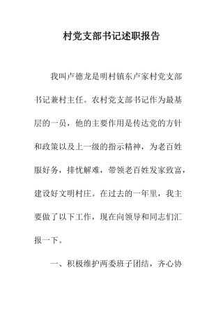 村党支部书记述职报告--精编范文