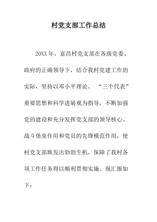 村党支部工作总结--精编范文