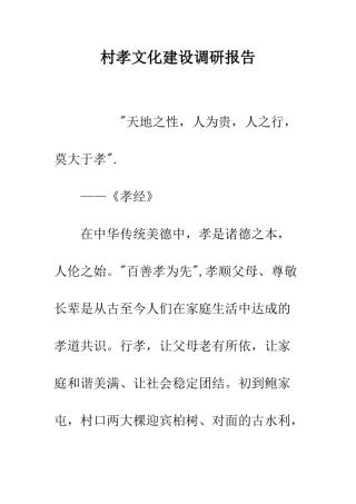 村孝文化建设调研报告--精编范文