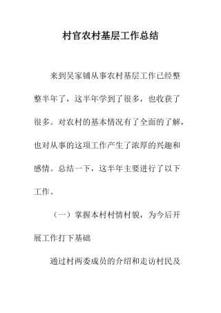 村官农村基层工作总结--精编范文
