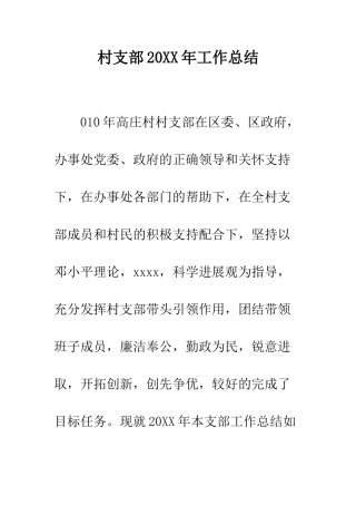 村支部2025年工作总结--精编范文