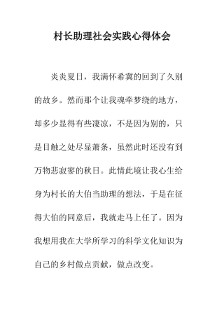 村长助理社会实践心得体会--精编范文