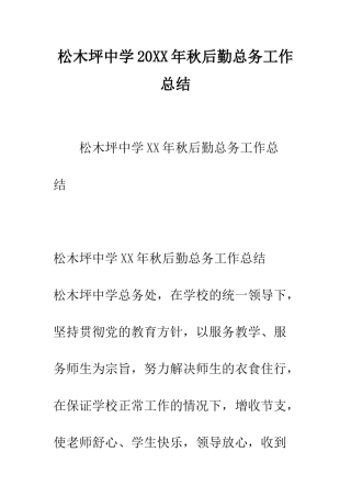 松木坪中学2025年秋后勤总务工作总结--精编范文