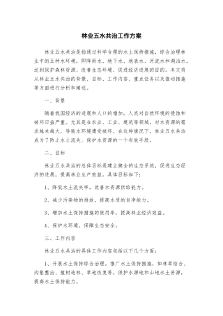 林业五水共治工作方案