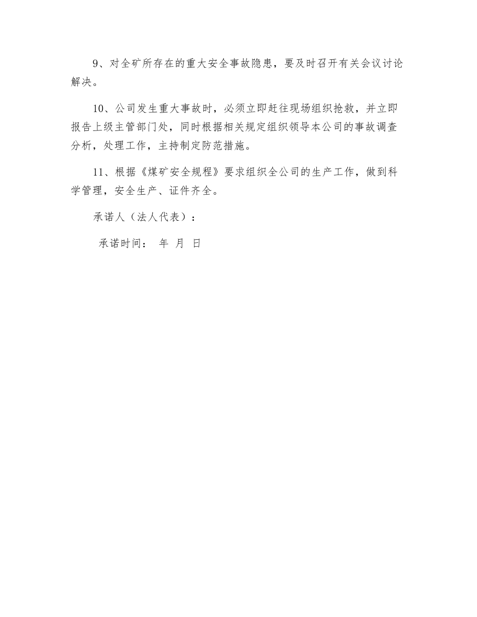 某公司法人代表安全生产承诺书_第2页