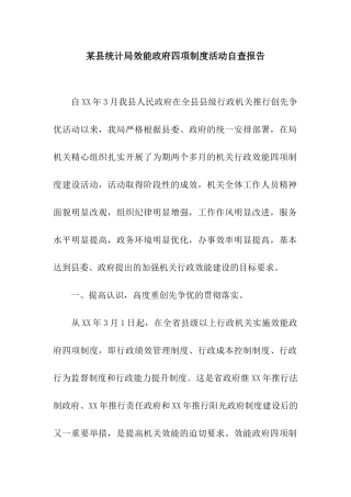某县统计局效能政府四项制度活动自查报告