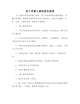 某小学重大事故报告制度