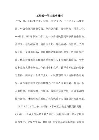 某局长一等功报功材料