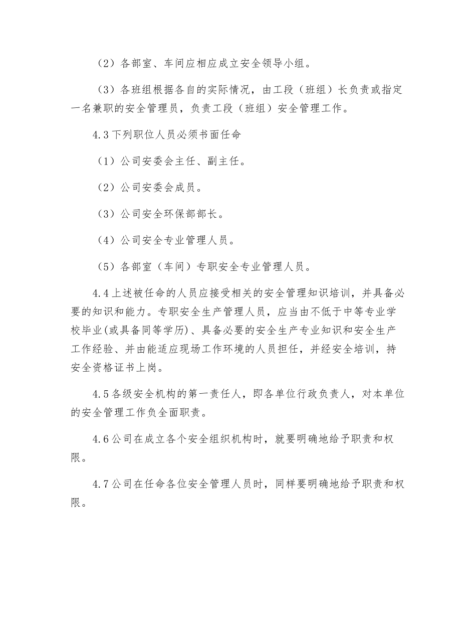 某有限公司安全管理机构、人员设置制度_第3页