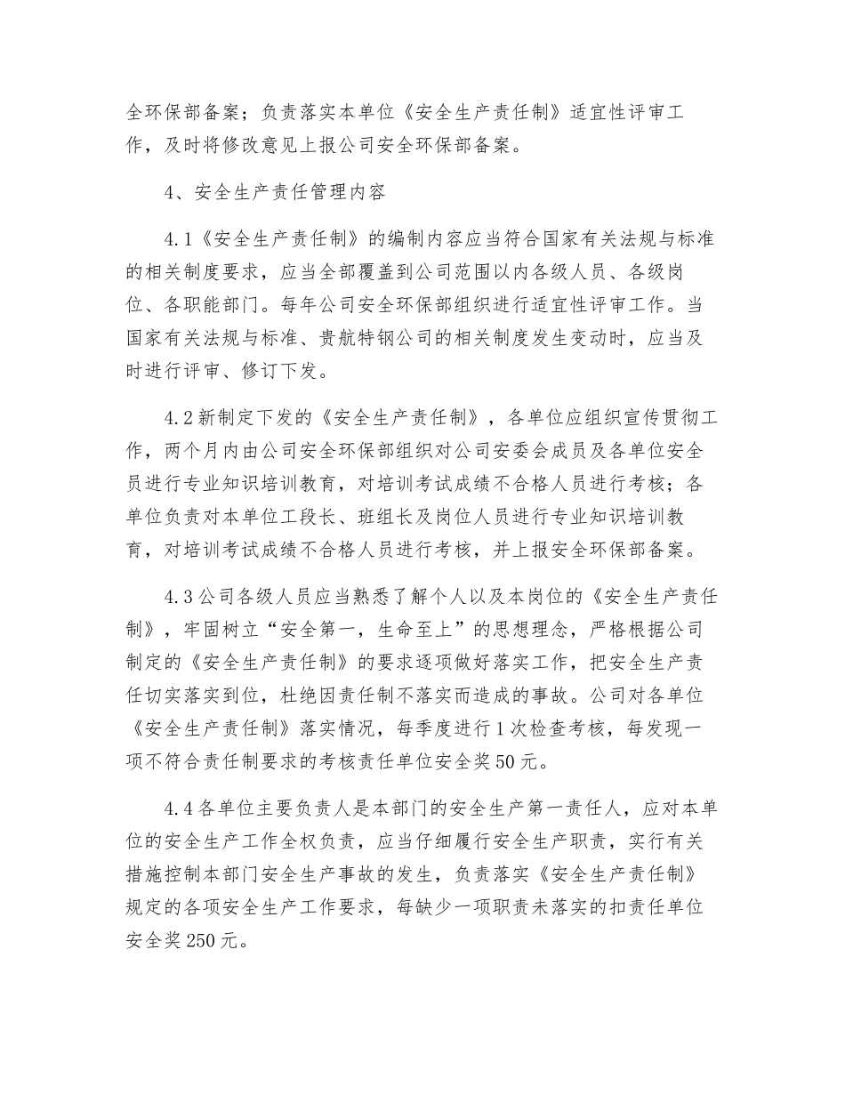某有限公司安全生产责任制管理办法_第2页