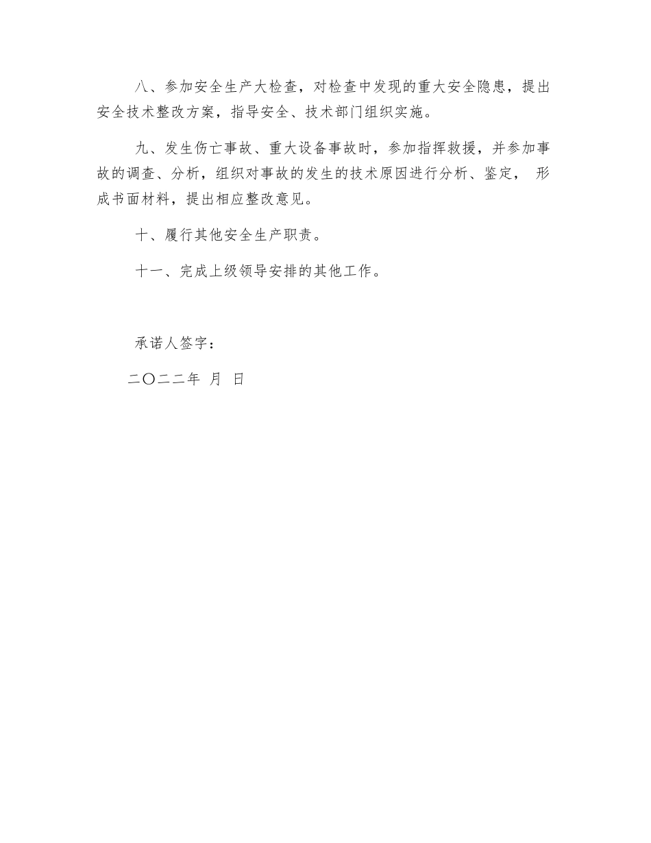 某煤矿技术负责人安全生产承诺书_第2页