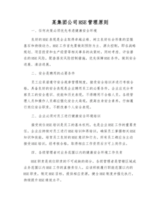 某集团公司HSE管理原则