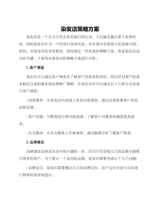 染发店策略方案