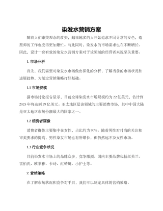染发水营销方案